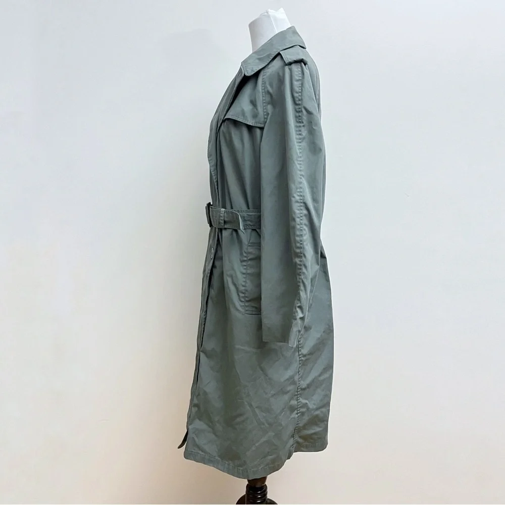 Vintage America Army Green Utility Belted Waist Double Button Trench Coat 42R - Picture 5 of 14